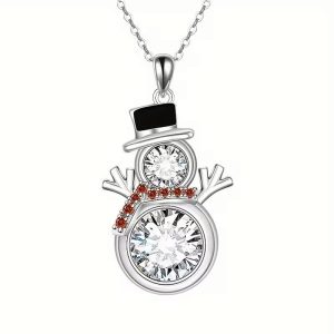 Fashionable And Elegant Christmas Snowman Necklace