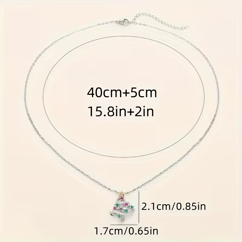 Christmas Tree Silver Cubic Synthetic Zirconia Pendant - Image 4