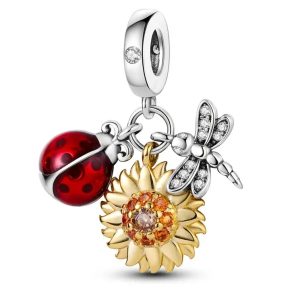 sunflower and red ladybug charm