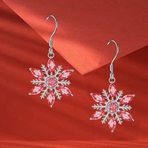Red snowflake earrings