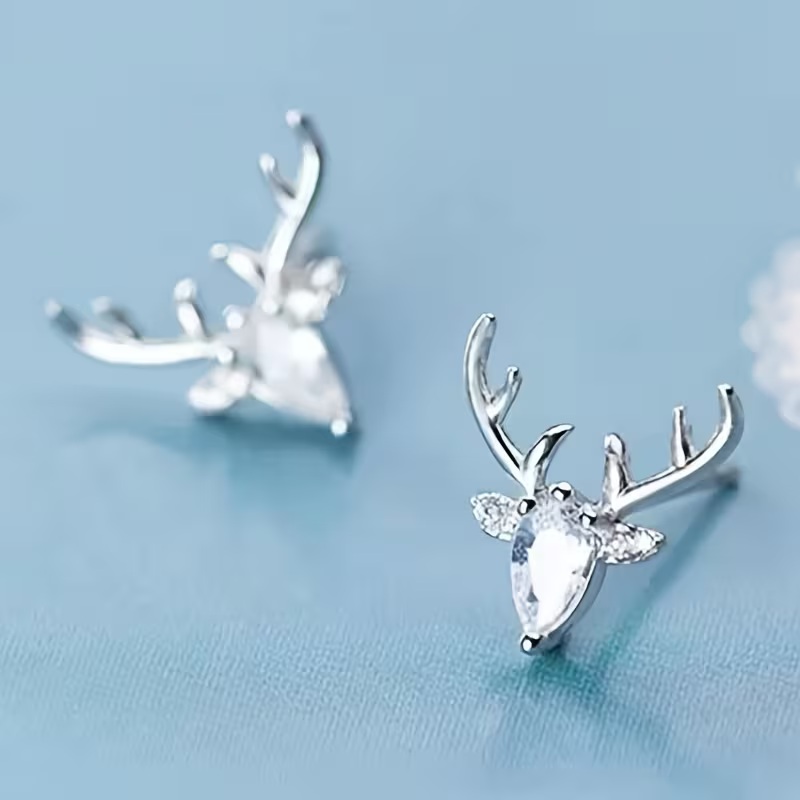 deer silver earrings