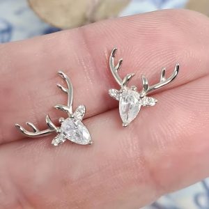 deer silver earrings