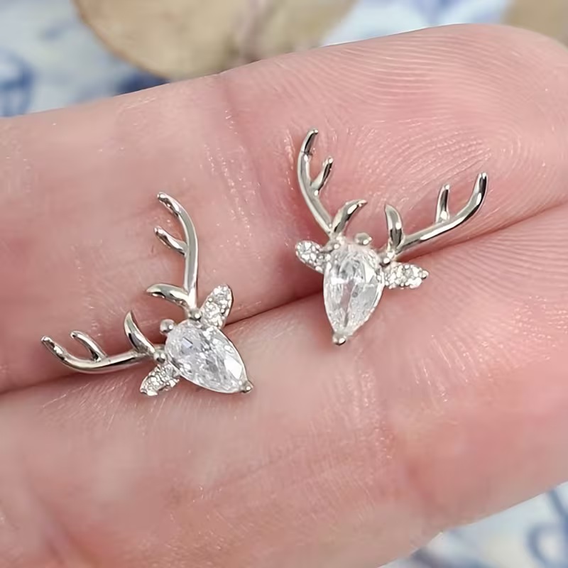 deer silver earrings
