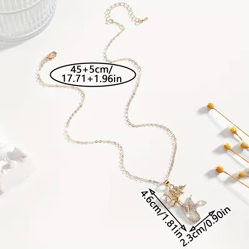Girls Mermaid Rhinestone Necklaces - Image 10