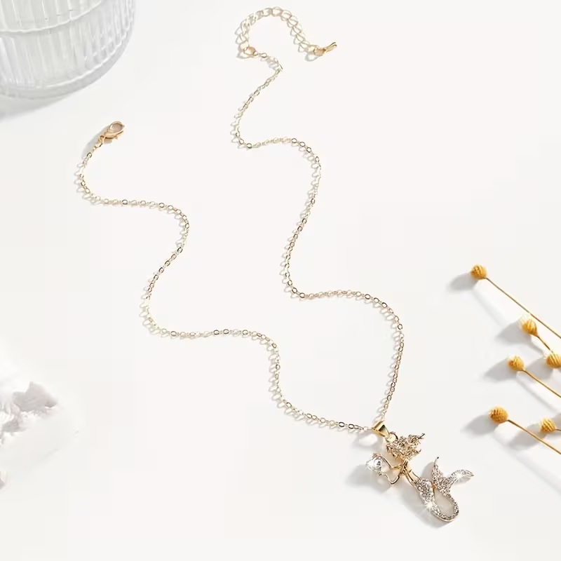 Girls Mermaid Rhinestone Necklaces - Image 11