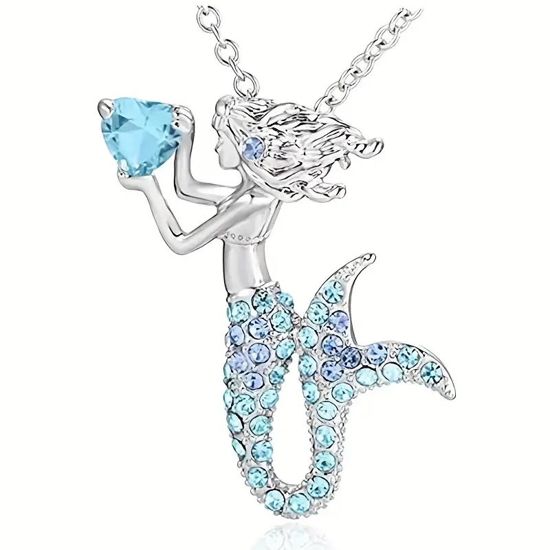 mermaid necklace blue