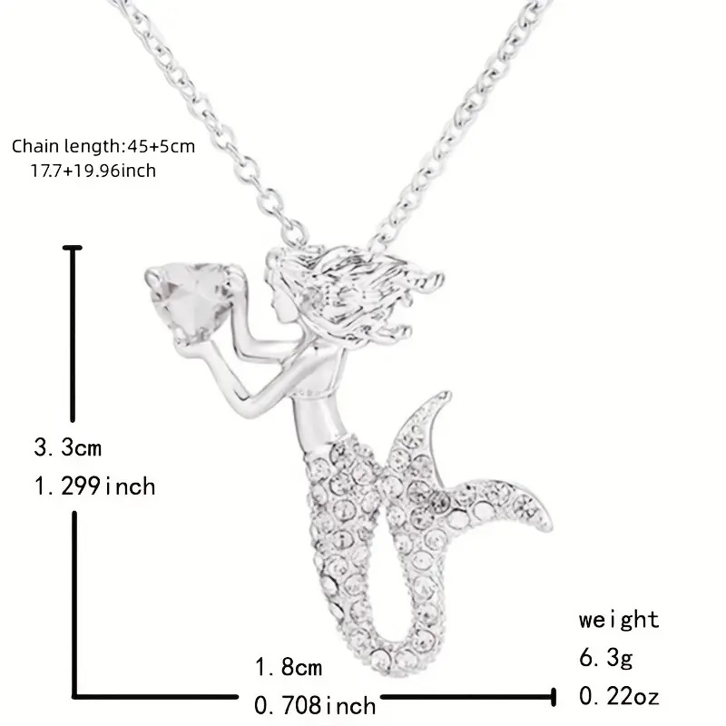 Girls Mermaid Rhinestone Necklaces - Image 3