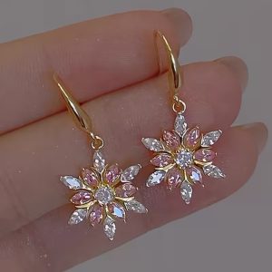 snowflake pink earrings