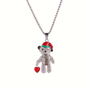 red heart bear pendant