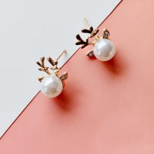 Rose Golden Deer Antler Stud Earrings