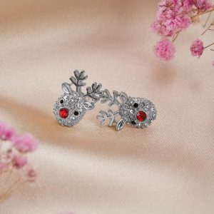 silver reindeer stud earrings