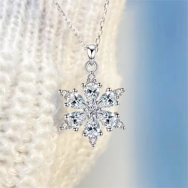sky blue snowflake necklace