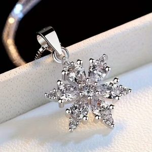 sky blue snowflake necklace