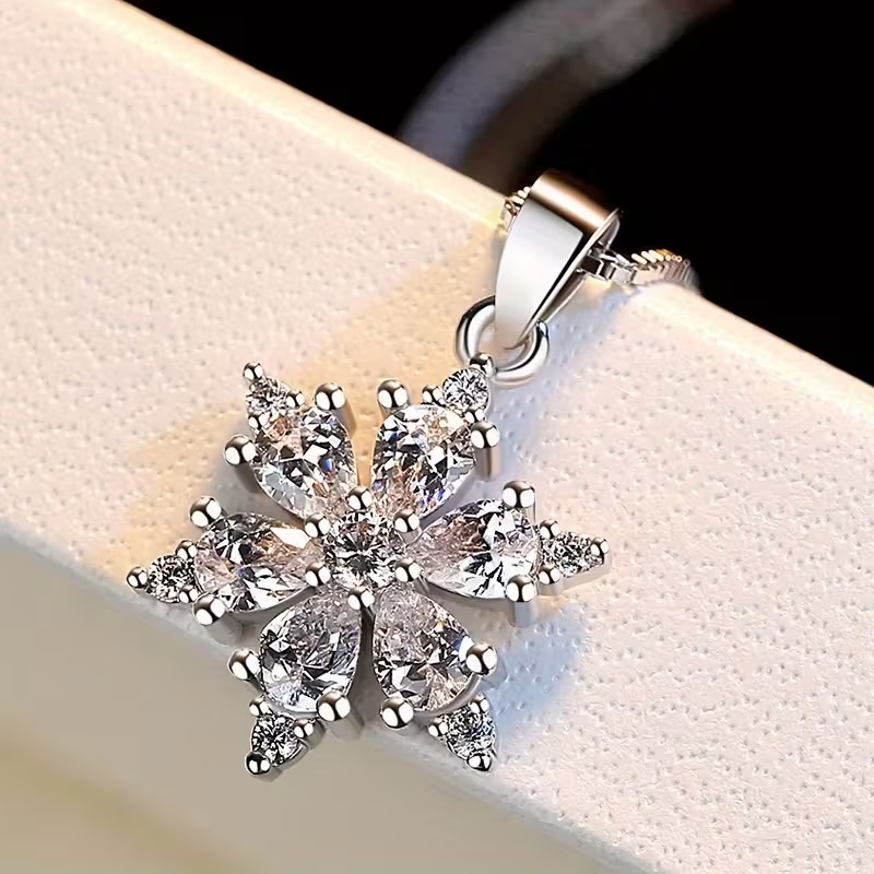 sky blue snowflake necklace