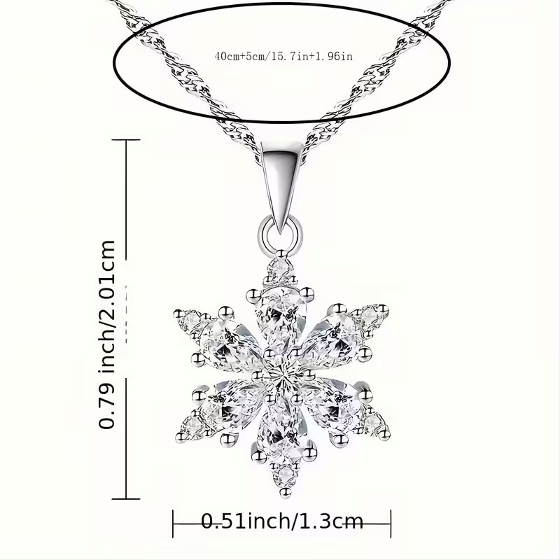 sky blue snowflake necklace