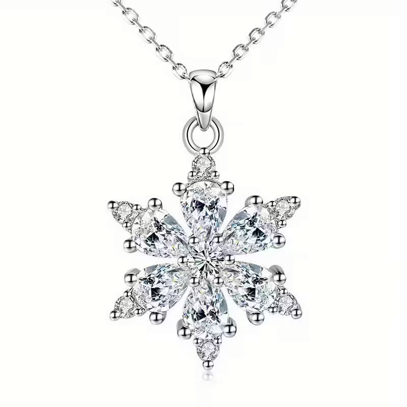 sky blue snowflake necklace
