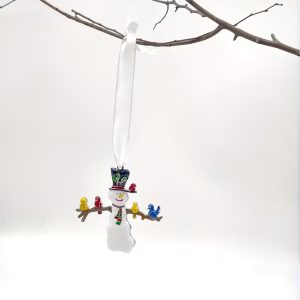 snowman and birds ornament