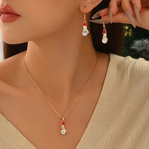 snowman earring and necklace set