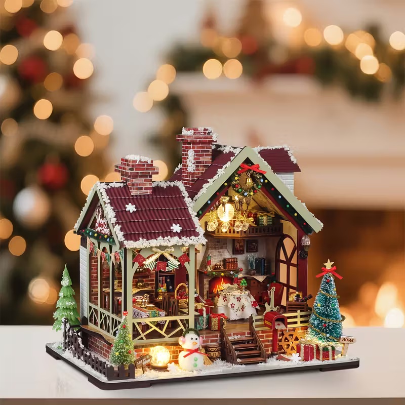 warm christmas lodge