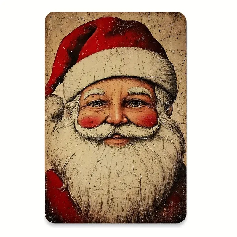 Vintage Metal Santa Sign