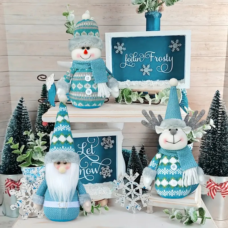 Vintage Turquoise Santa snowman reindeer