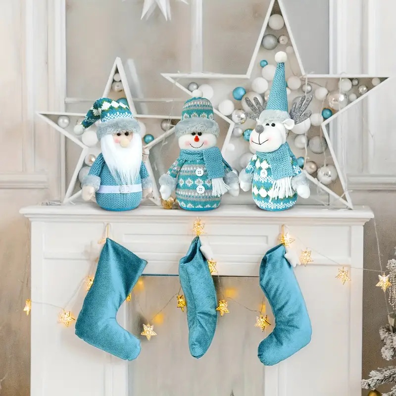 Vintage Turquoise Santa snowman reindeer