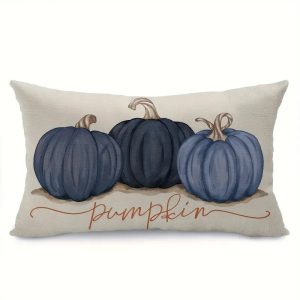 festive fall blue pumpkin pillowcover