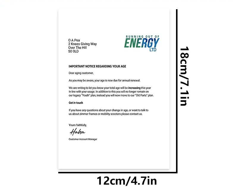 Running Out of Energy Letter Birthday Card - Image 2