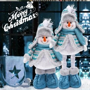 large standing telescopic blue snowman
