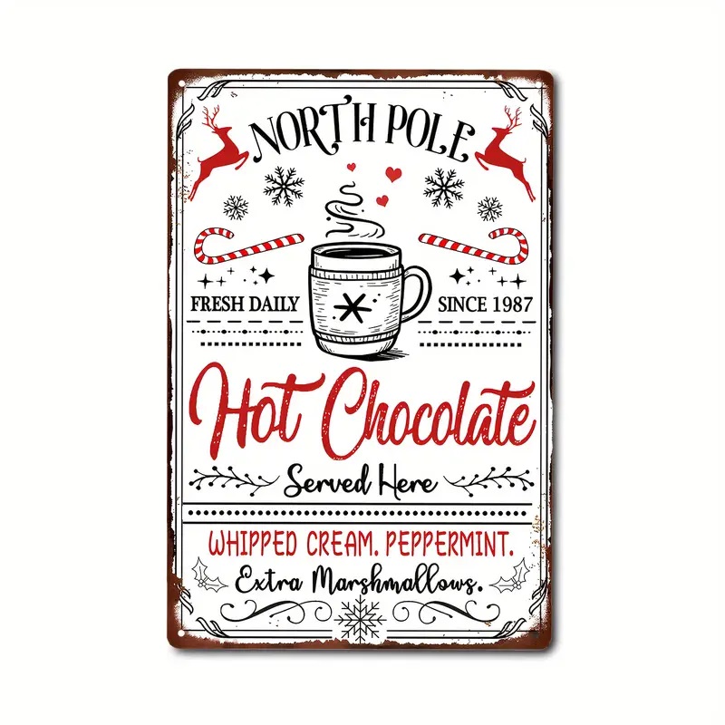 north pole hot chocolate sign