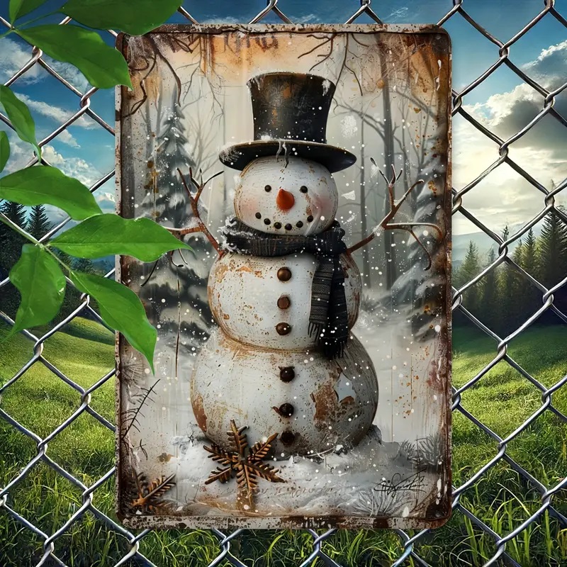 snowman metal tin