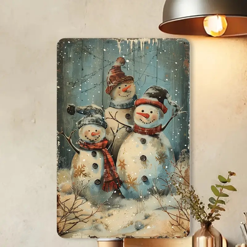 snowman metal tin