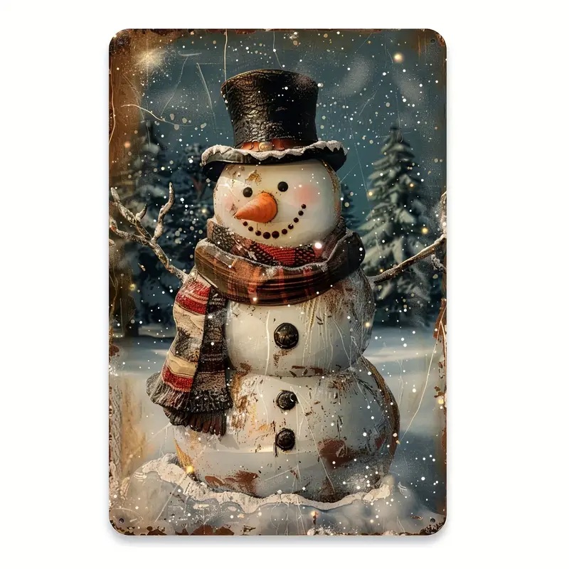 snowman metal tin