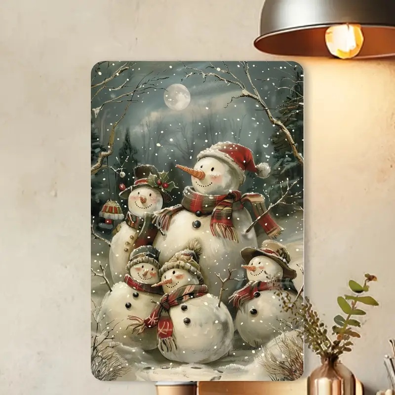 snowman metal tin