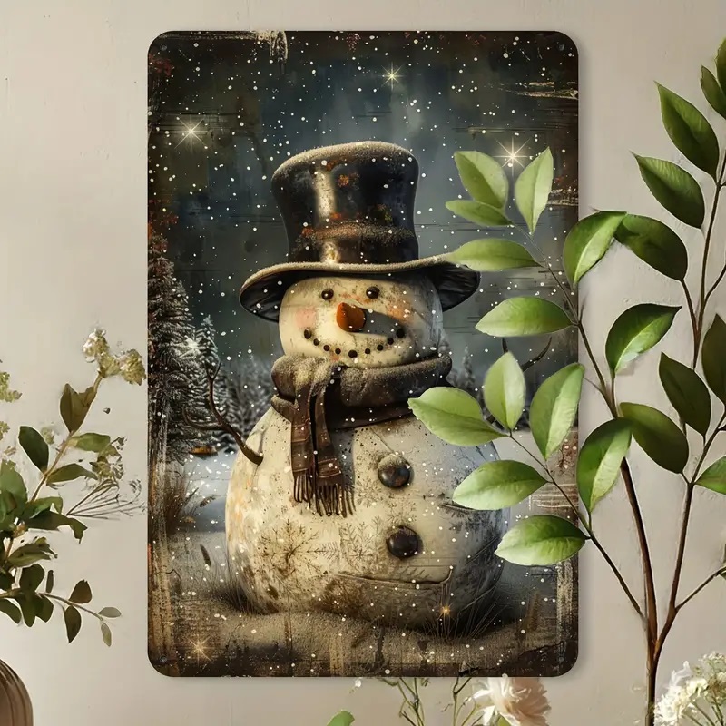 snowman metal tin